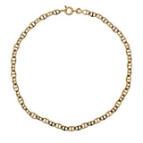Gold ankle bracelet with round navy mesh