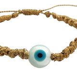 Bracelet doré cordon tressé doré oeil nacre