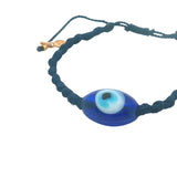 Bracelet doré cordon bleu marine oeil verre soufflé
