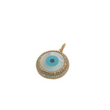 Charms doré médaillon avec oeil en nacre et zircons