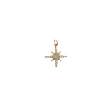 Charms doré étoile des vents pierre de lune et zircons