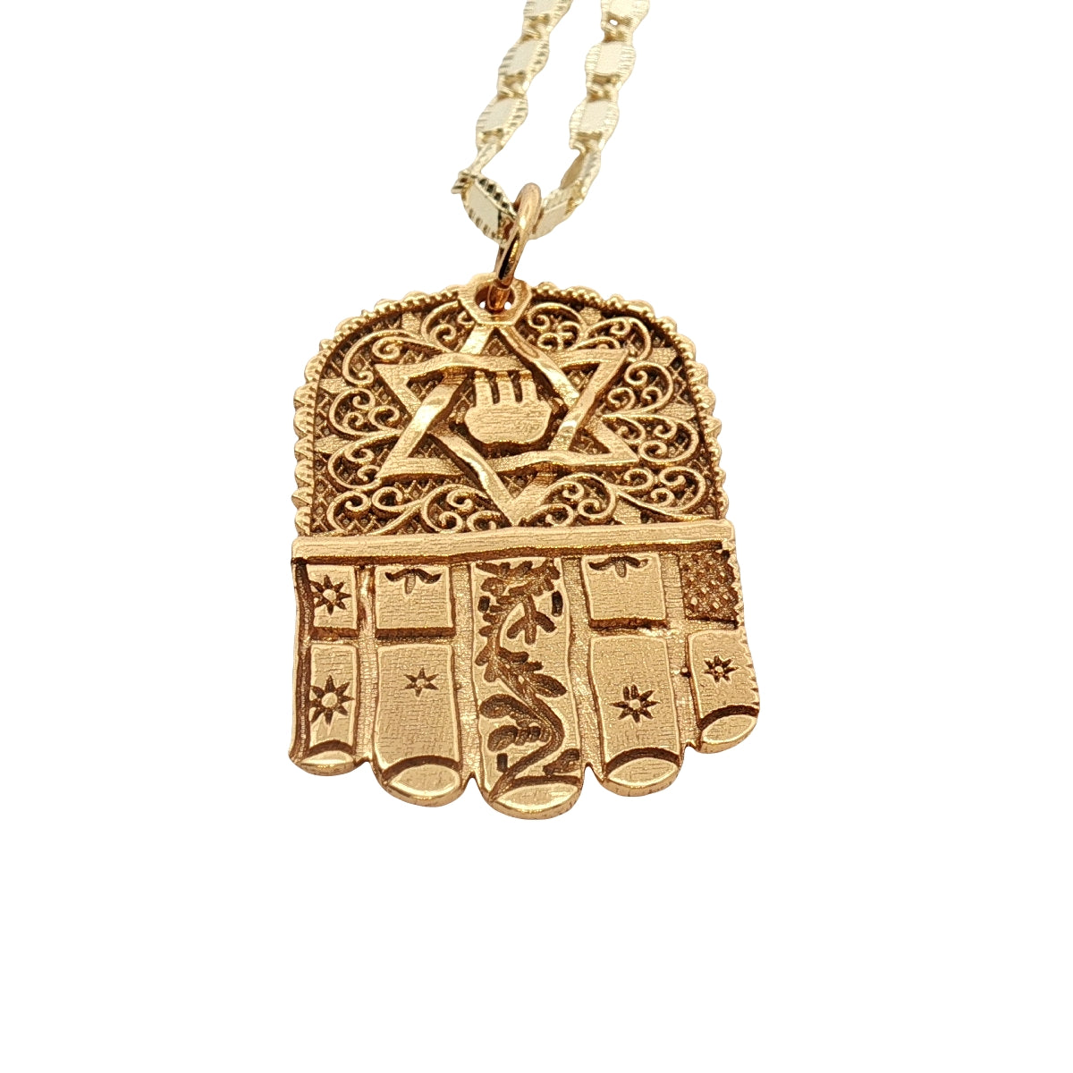 Collier doré main de Fatma et étoile de David 50 cm