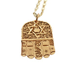 Collier doré main de Fatma et étoile de David 50 cm