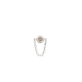 Boucle d'oreille puce argent 925 zircon avec chainette