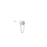 Boucle d'oreille puce argent 925 zircon avec chainette