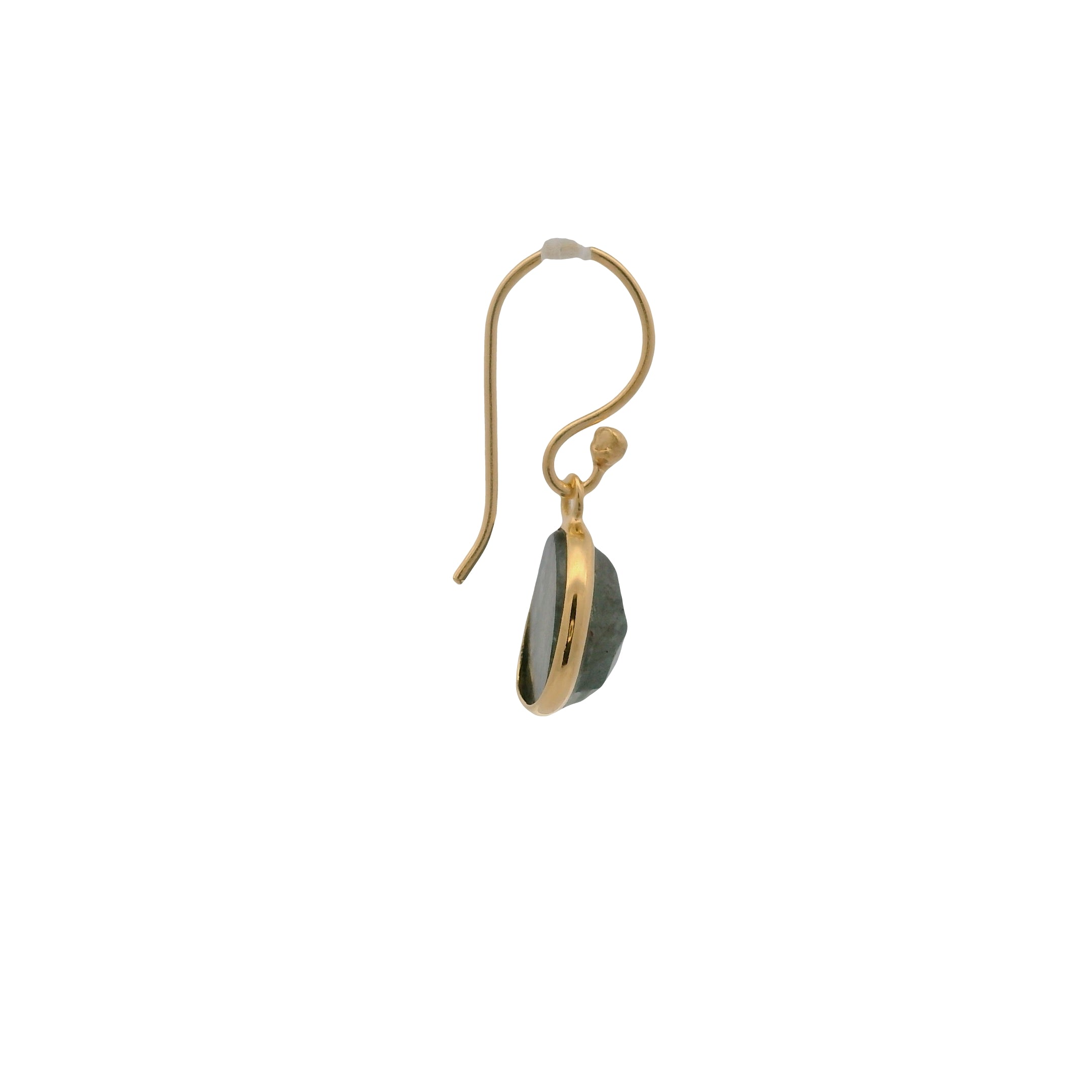 Boucles d'oreilles dorées pendantes labradorite facettée
