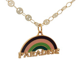 Collier doré arc en ciel paradise émail 42 cm