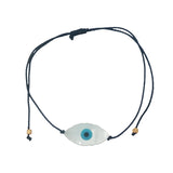 Fine wire bracelet with oval mother-of-pearl eye