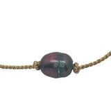 Bracelet cordon doré perle de culture grise