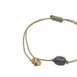 Bracelet cordon doré perle de culture grise