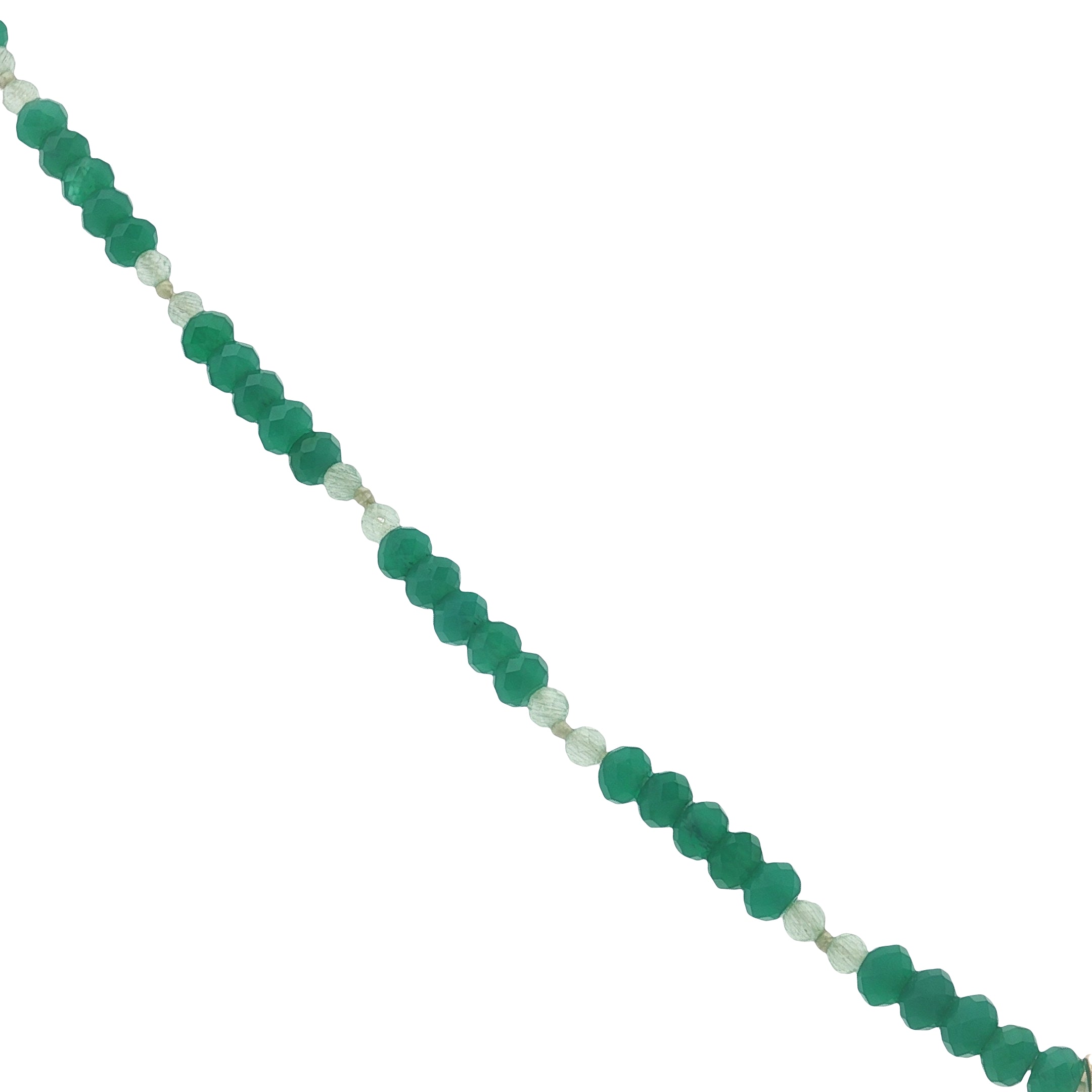 Collier doré en onyx verte, prehnite et boules dorées 42 cm