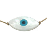 Fine wire bracelet with oval mother-of-pearl eye