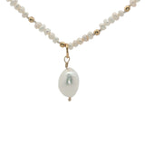 Collier doré perles de culture et perles dorées 42 cm