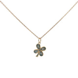 Collier doré trèfle pierre naturelle zircon 42 cm