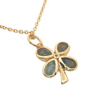 Collier doré trèfle pierre naturelle zircon 42 cm