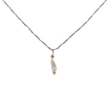 Collier doré améthyste avec perle de culture 60 cm