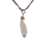 Collier doré améthyste avec perle de culture 60 cm