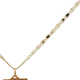 Collier doré plaque double oeil avec zircons 50 cm