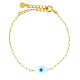 Bracelet doré maille rectangle oeil en nacre