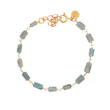 Gold bracelet and square natural stones