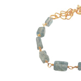 Gold bracelet and square natural stones