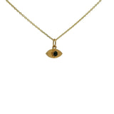 Collier doré petit oeil texturé onyx noire 42 cm
