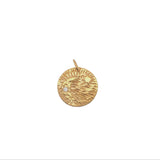 Charms doré médaille ronde étoile et lune avec zircon