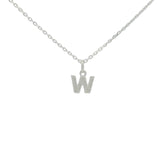 Collier en argent 925 petite lettre"W" et zircons blancs 42 cm