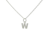 Collier en argent 925 petite lettre"W" et zircons blancs 42 cm
