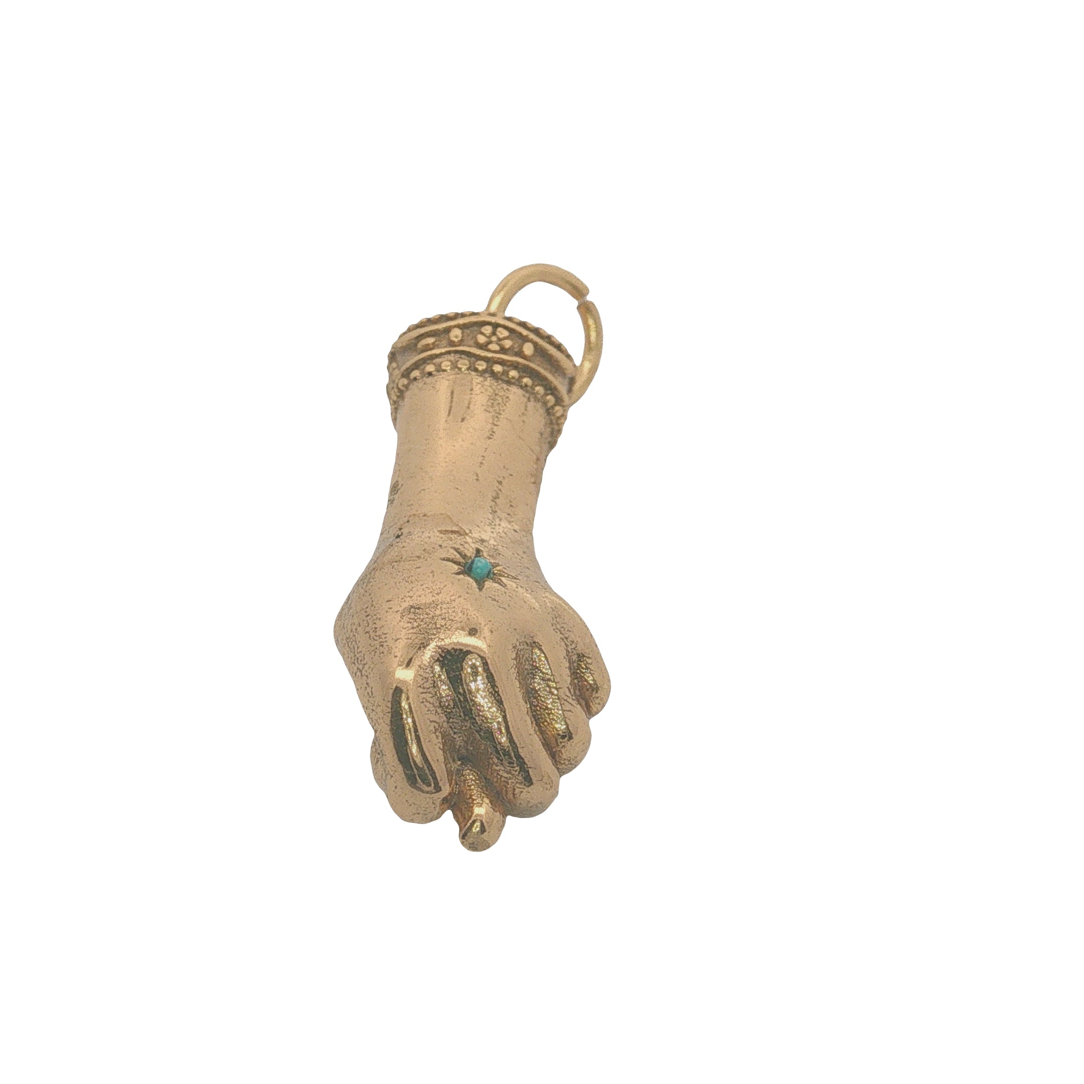 Charms doré figa avec petite turquoise
