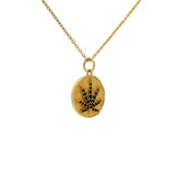 Collier doré médaille feuille de chanvre avec zircons noirs 42 cm