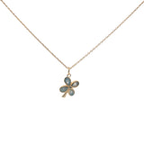 Collier doré trèfle pierre naturelle zircon 42 cm