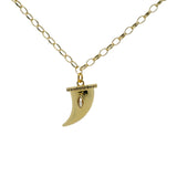 Collier doré corne avec zircons 50 cm