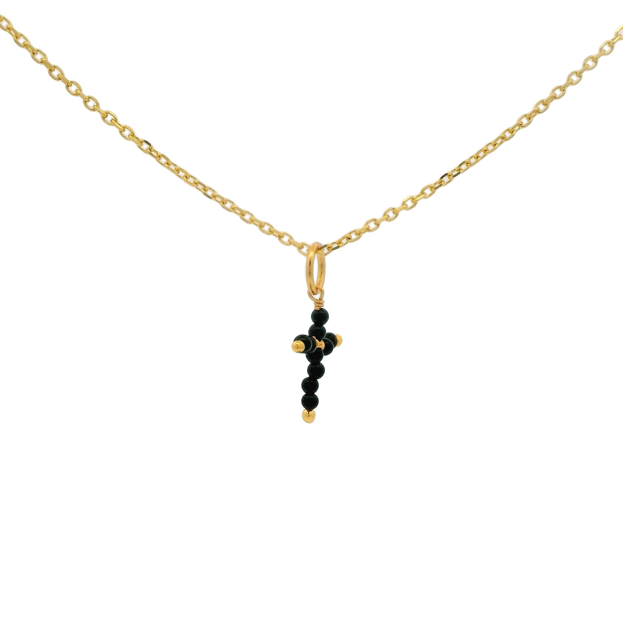 Gold necklace and stone cross