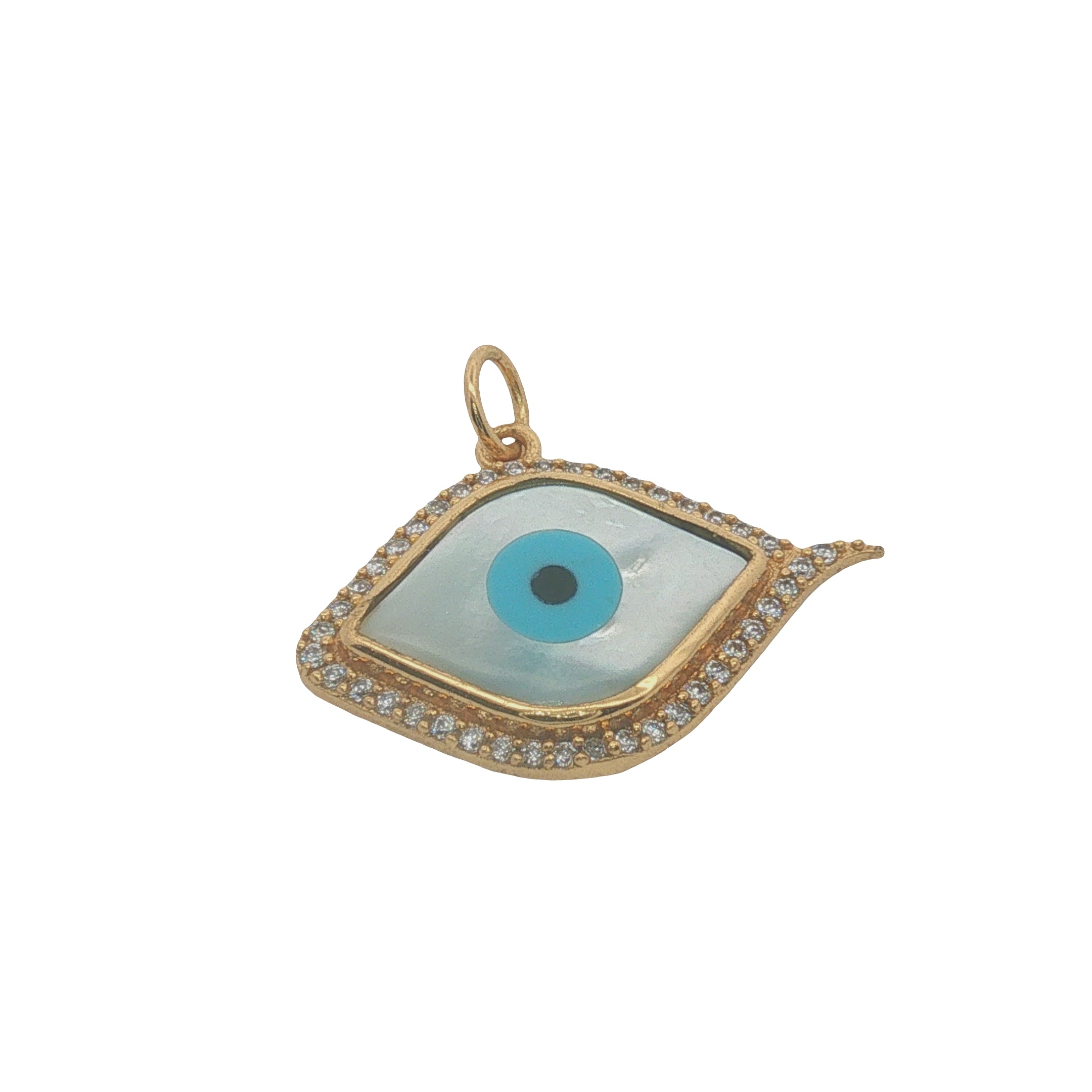 Charms doré oeil en nacre et zircons