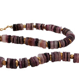 Bracelet de cheville doré coquillages violets en disques