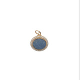 Charms doré médaillon ovale avec lapis lazuli et zircons