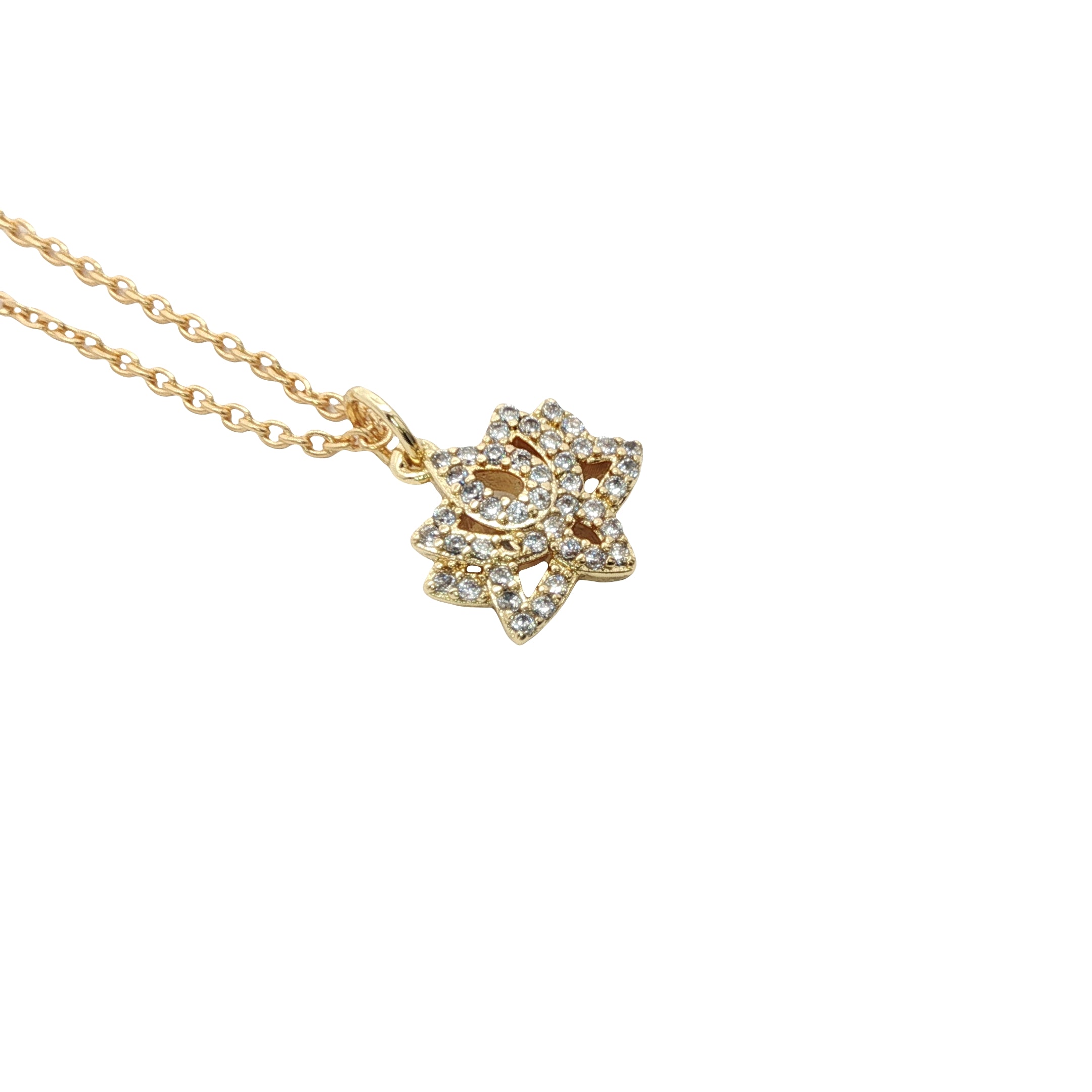 Collier doré fleur de lotus avec zircons 42 cm