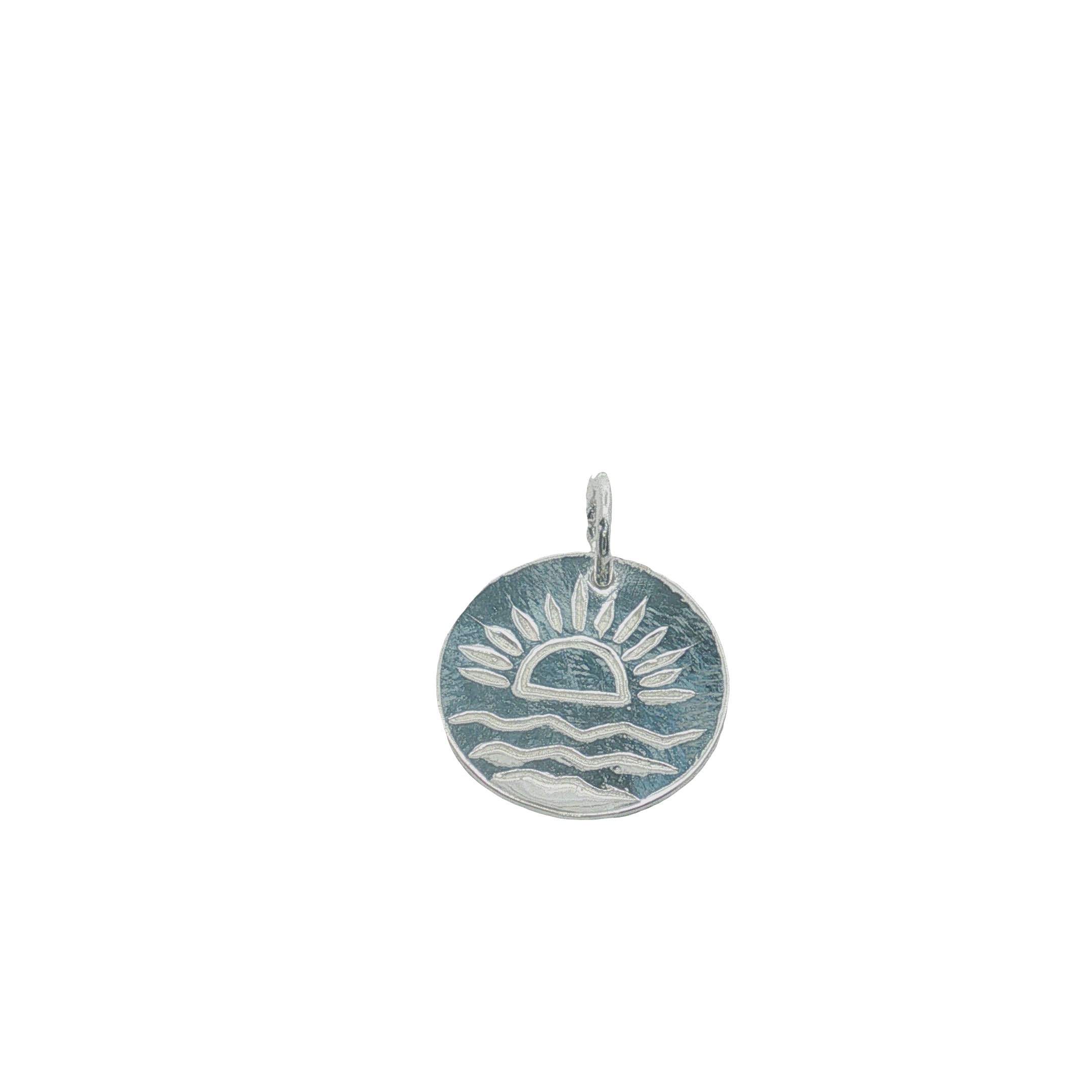 Charms argent 925 médaille "carpe diem" et coucher de soleil