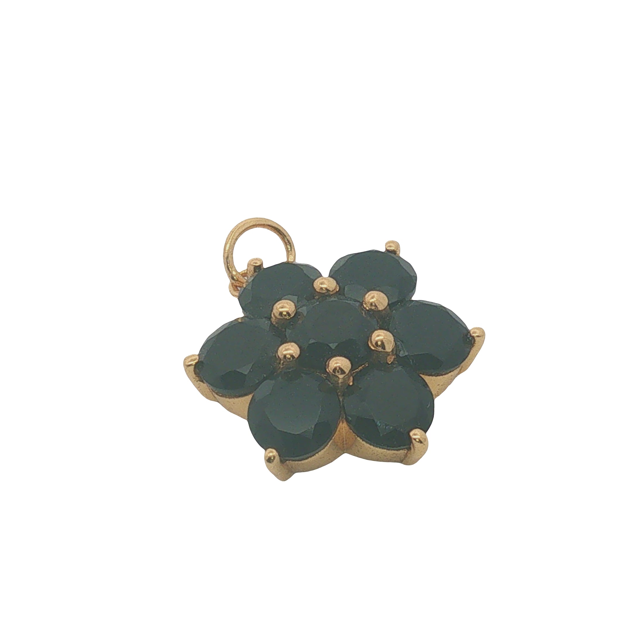Charms doré fleur avec onyx noire