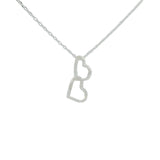 Collier en argent 925 coeurs martelés entrelacés 42 cm