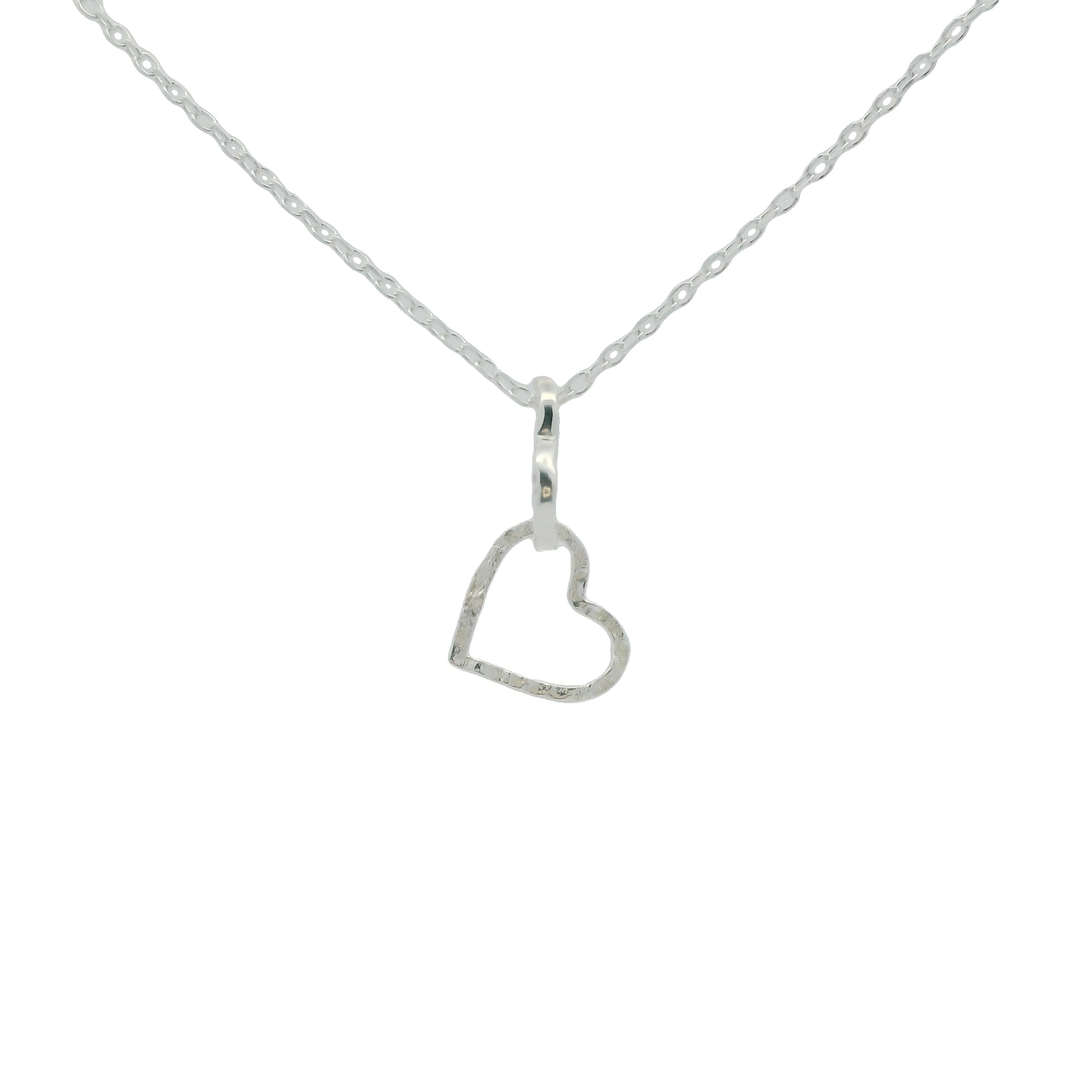 Collier en argent 925 coeurs martelés entrelacés 42 cm