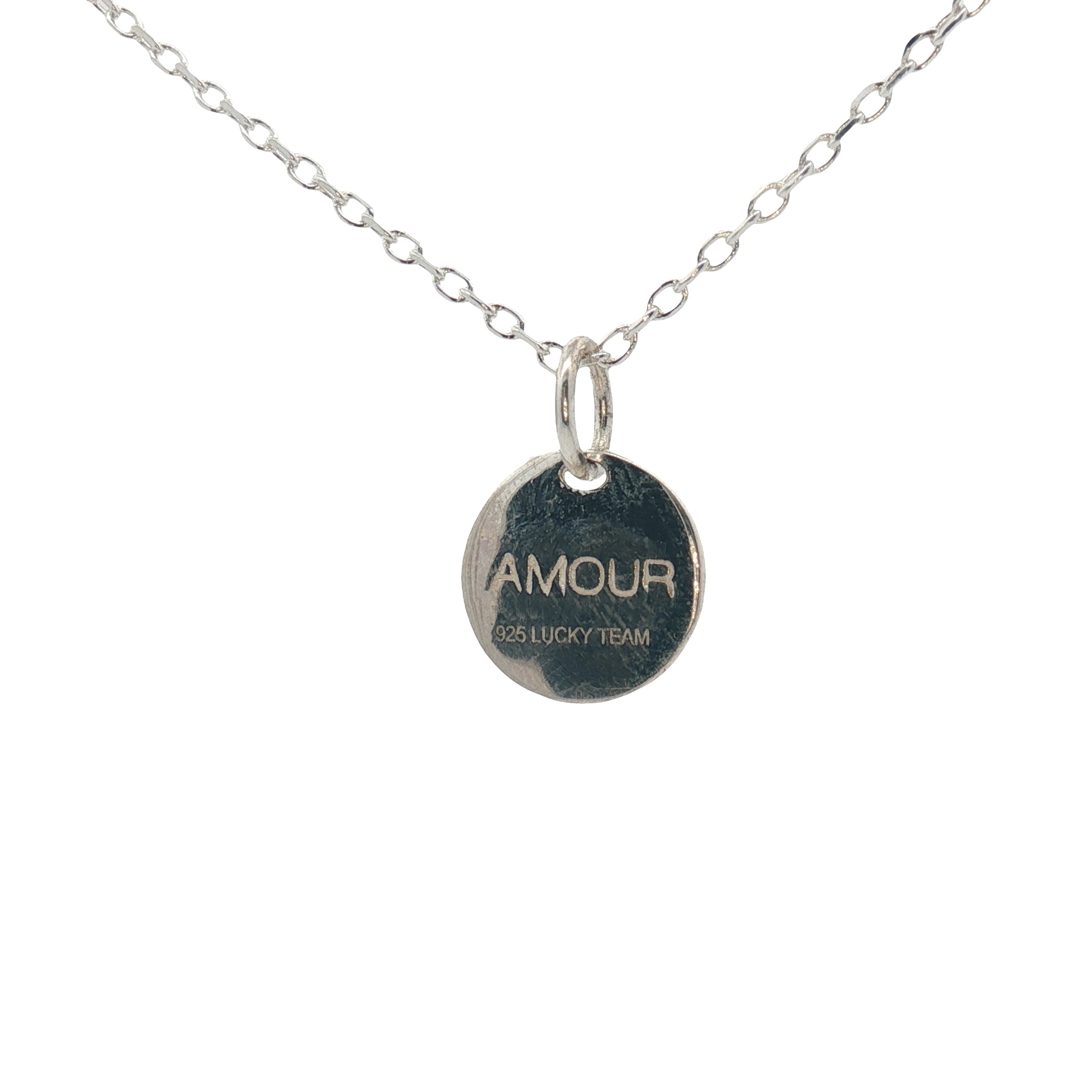 Collier en argent 925 petite médaille éclair "amour" 42 cm
