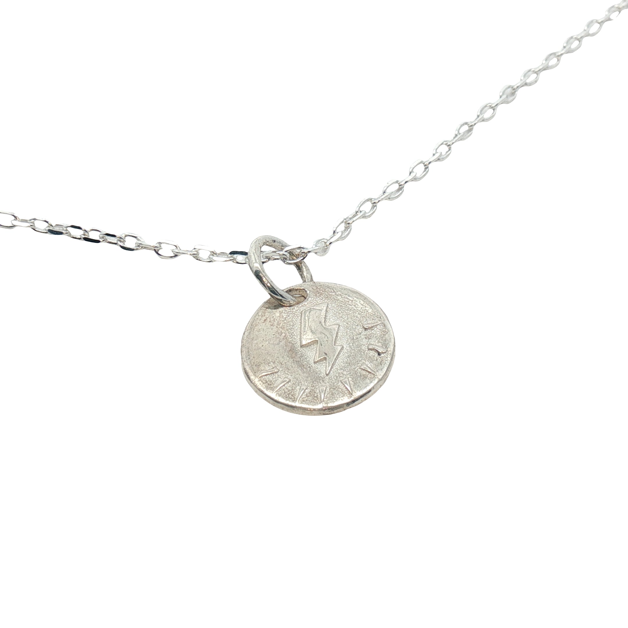 Collier en argent 925 petite médaille éclair "amour" 42 cm
