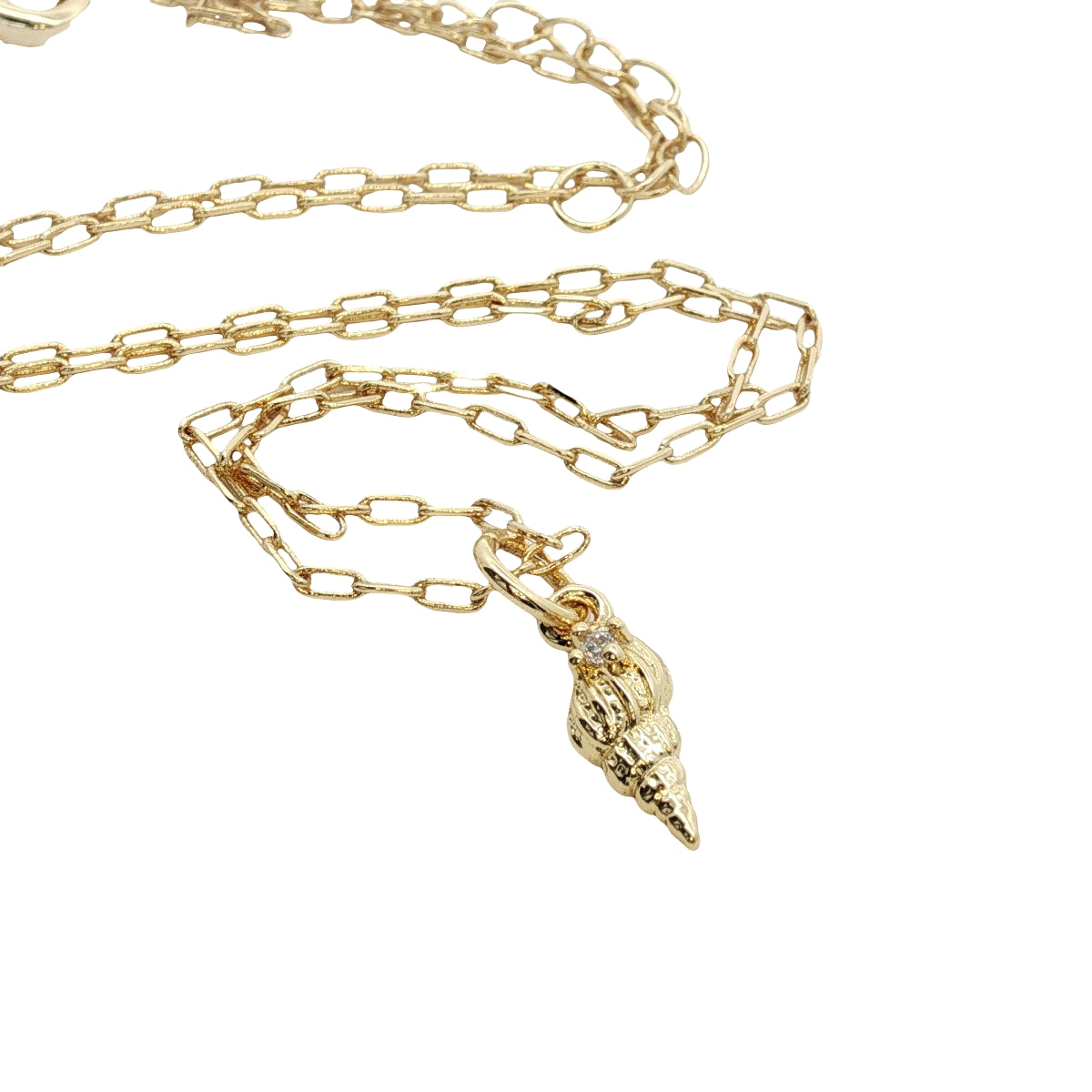 Collier doré petit coquillage avec zircon 38 cm