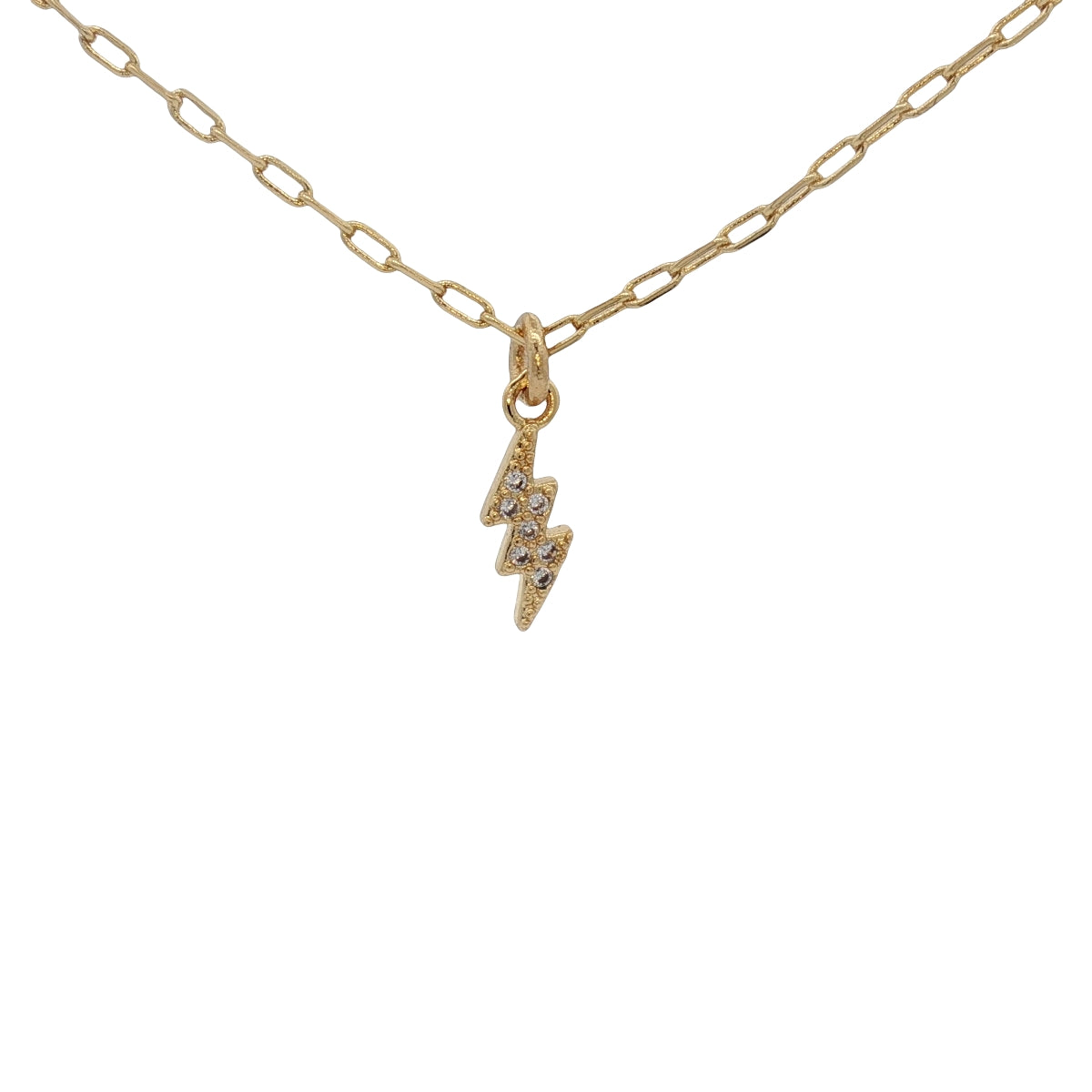 Collier doré mini éclair avec zircons 38 cm