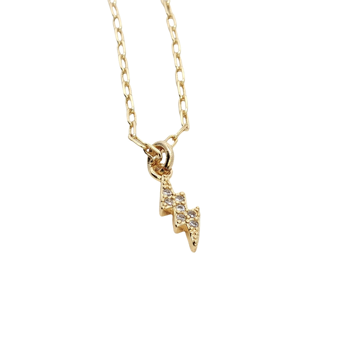 Collier doré mini éclair avec zircons 38 cm