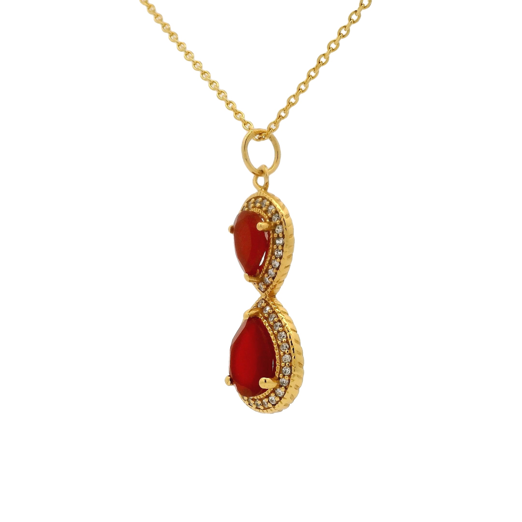 Collier doré infini onyx rouge zircons 42 cm