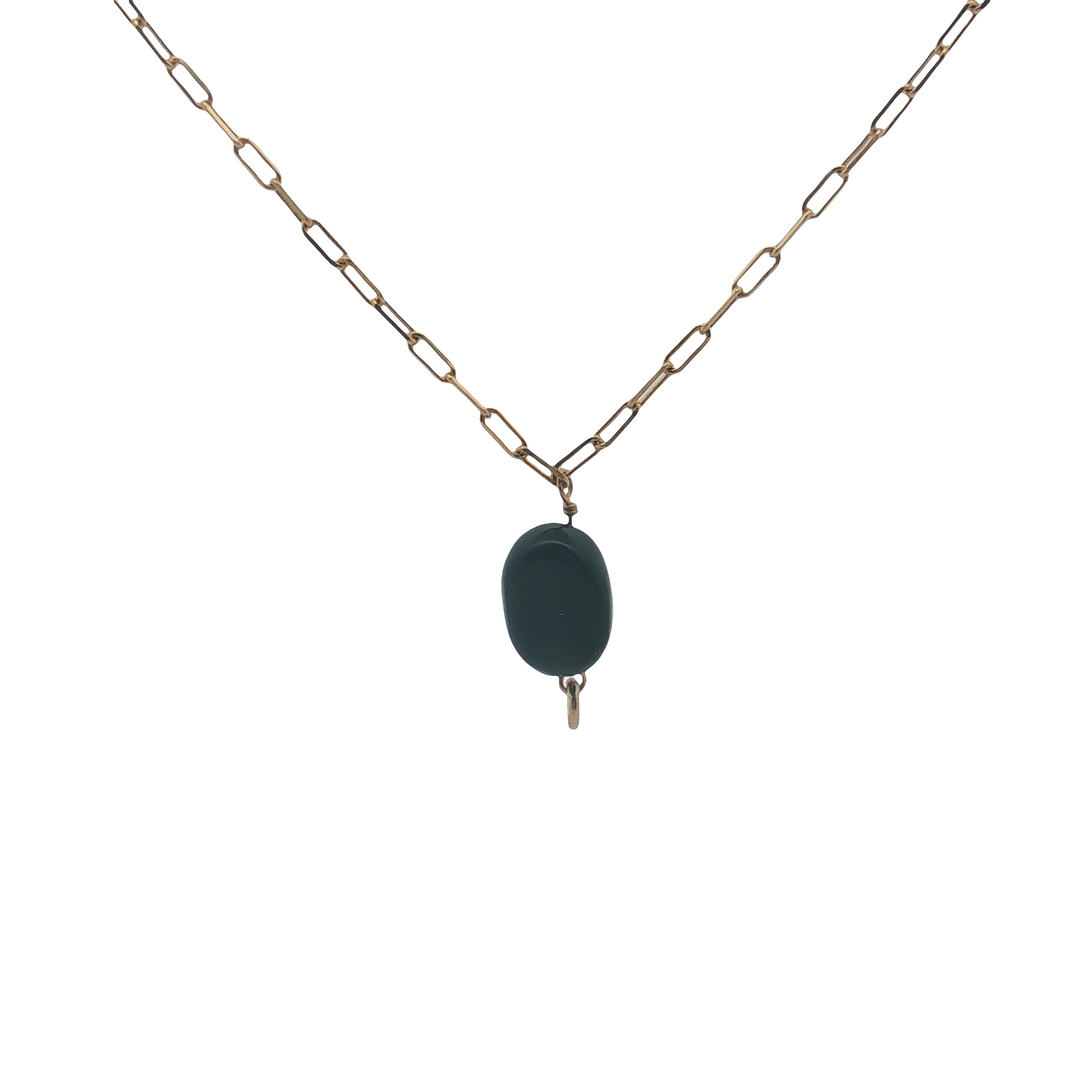 Collier doré onyx noire avec anneau pour charms 50 cm