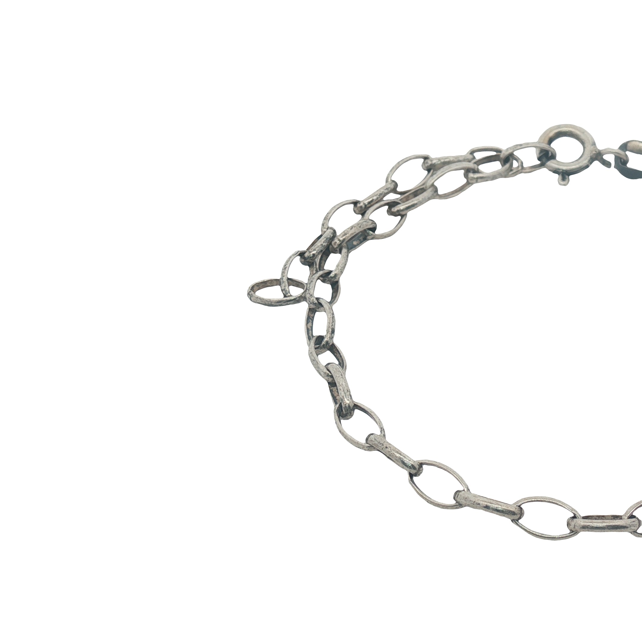 Bracelet homme argent 925 oxydé mate maille jaseron ovale